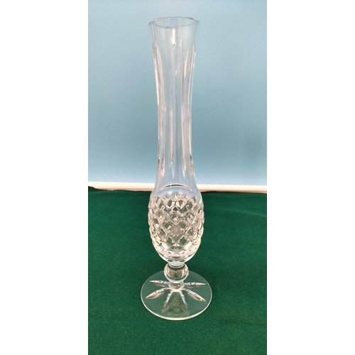 138 - Pair of Waterford Crystal 'Alana' Pattern 23.5cm Bud Vases plus a Smaller Waterford Crystal 'Nocturn... 