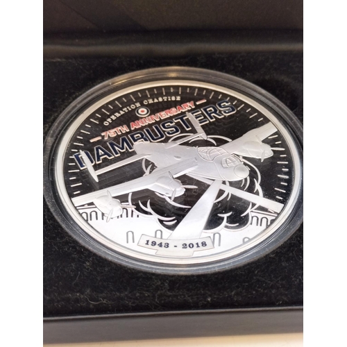 191 - Boxed Royal Air Force Dambusters 75th Anniversary Silver Plated Commemorative Coin with Certificate.