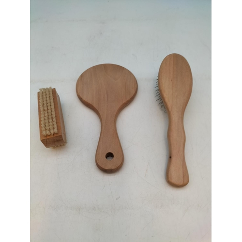 194 - Vintage Vanity Set in Heart Shaped Box to include Hairbrush, Mirror and Nail Brush.