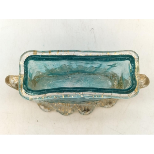 195 - Late Victorian Small Rectangular Custard Glass Vase. 11cm x 4cm x 6cm.