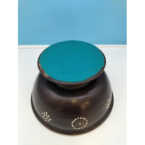 196 - African Style Wooden Fruit Bowl. 16cm High, 32cm Diameter.