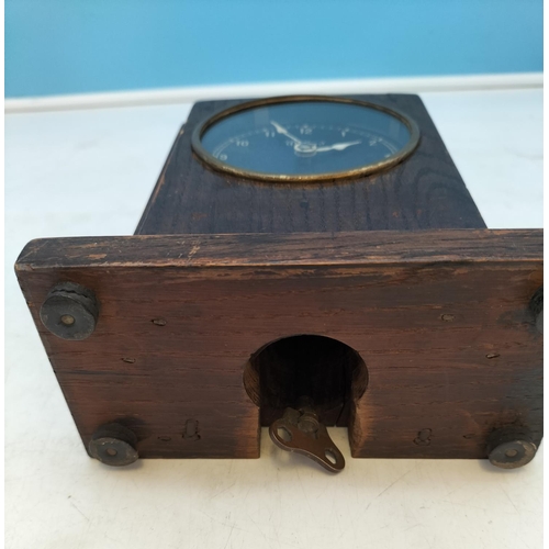 204 - 1930's Oak Cased Clock with Watford Mechanism. 17cm high x 14cm.