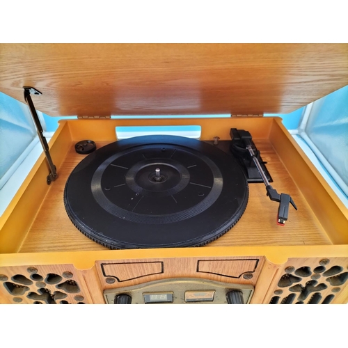 212 - Retro Style Radio/CD/Record Player. W/O. 20cm High, 45cm x 34cm.