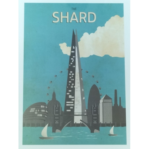 303 - Framed and Mounted Nick Cranston 'The Shard' Print. 39cm x 31cm.