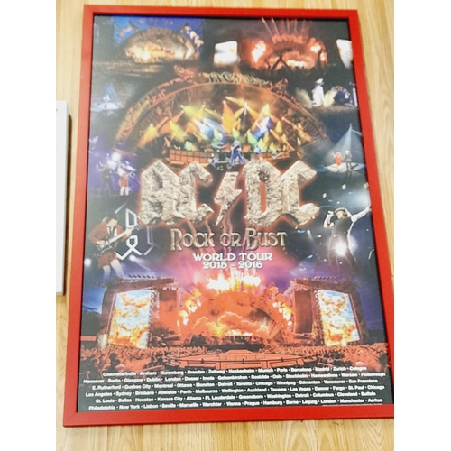 318 - Framed AC/DC 'Back in Black' Soundwave Poster (43cm x 33cm) plus Framed AC/DC 'Rock or Bust World To... 