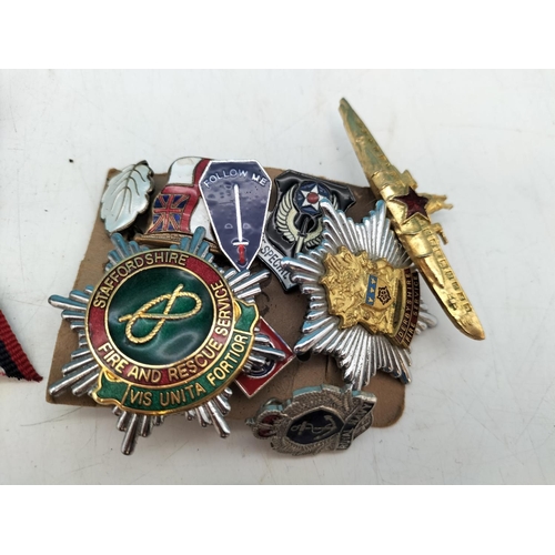 334 - Collection Of Military Badges and Buttons plus Fire Service Badges and Pins.