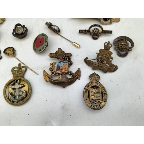 334 - Collection Of Military Badges and Buttons plus Fire Service Badges and Pins.