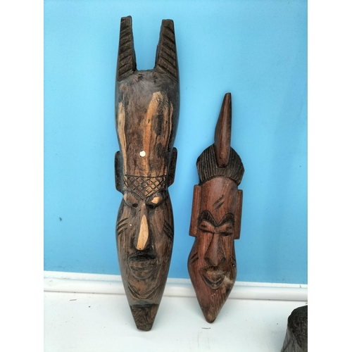 335 - Collection of African Items to include Figures and Masks. Tallest 57cm.