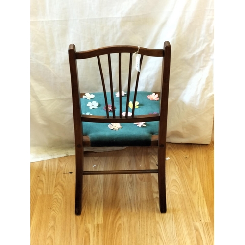 387 - Antique Child's Elm Chair. 1800's - 1900's. 68cm High, 36cm x 36cm. Collection Only.