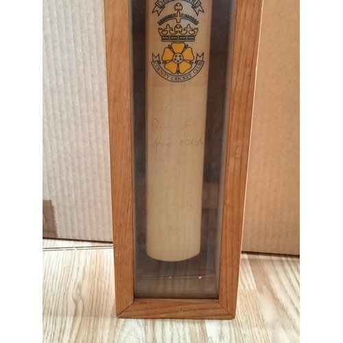 41 - 1950's -1960's Signed Derbyshire Small Cricket Bat in Display Cabinet to include Signatures of John ... 