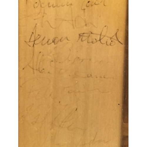 41 - 1950's -1960's Signed Derbyshire Small Cricket Bat in Display Cabinet to include Signatures of John ... 