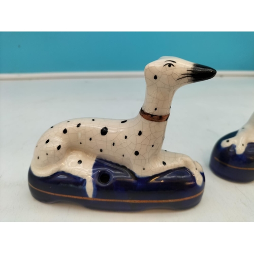 451 - Pair of Small Staffordshire Ware Dog Figures. 11cm High x 14cm.