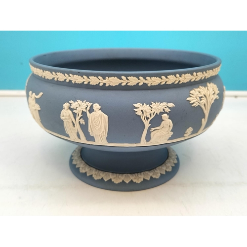 453 - Wedgwood Jasper Ware Footed Fruit Bowl plus Vase and Pot. Bowl measures 13.5cm High, 23cm Diameter.