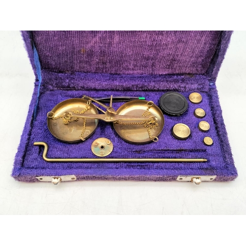 464 - Set of Scales with Weights in Velvet Lined Box.