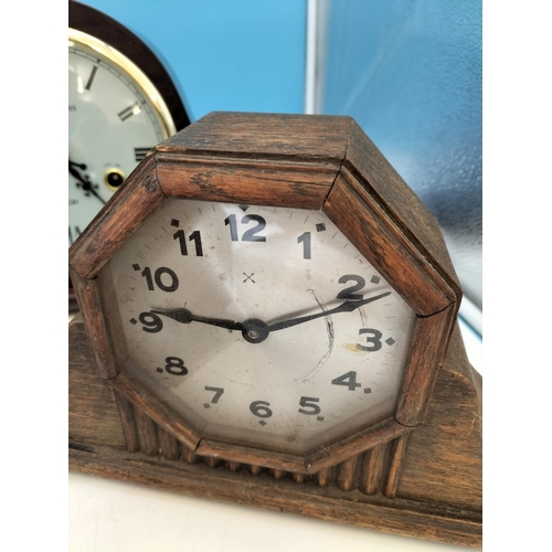 522 - 5 x Wood Cased Mantel Clocks. All Require Attention. Spares/Repairs. Collection Only.