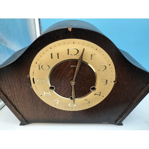 522 - 5 x Wood Cased Mantel Clocks. All Require Attention. Spares/Repairs. Collection Only.