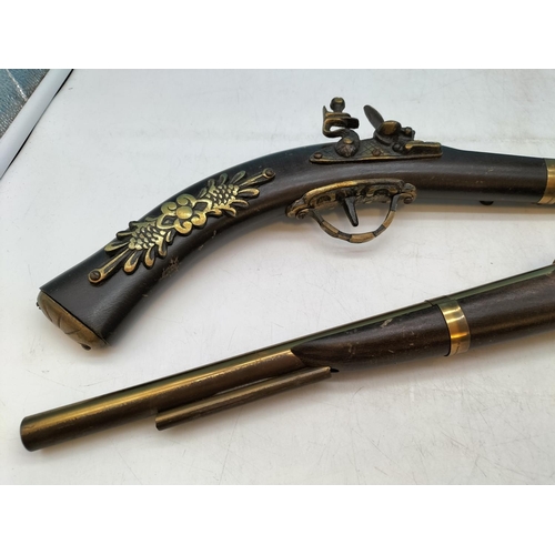 147 - Pair of Reproduction Flintlock Pistols. 51cm Long.