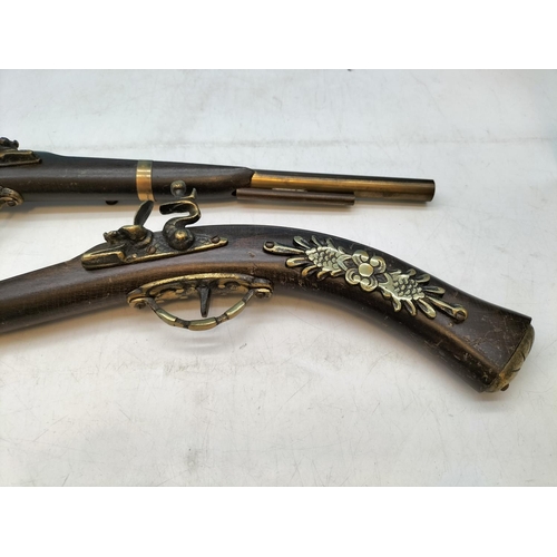 147 - Pair of Reproduction Flintlock Pistols. 51cm Long.