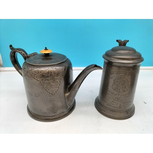 148 - Mixed Collection of Pewter and EPNS Teapots, Tankards, etc.