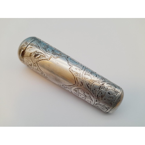 15 - Hallmarked Silver Hillard & Thomason 1899 Cheroot Holder with Amber Cheroot. 7cm Long.