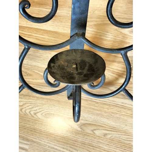 155 - Wrought Iron Wall Mounted Candle Holder. 47cm High, 53cm Wide. Collection Only.