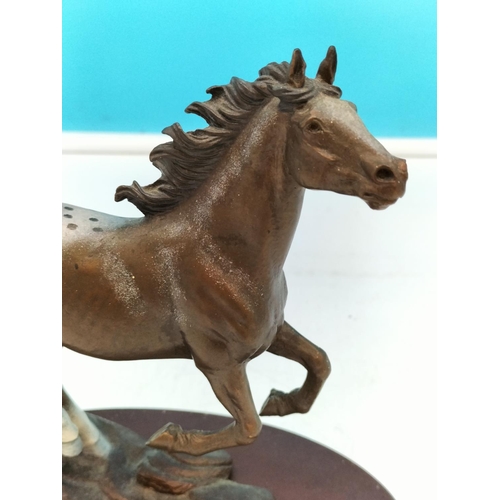 184 - Franklin Mint Bronze Appaloosa Horse Figure 'Thunder on the Prairie' 20cm x 20cm.