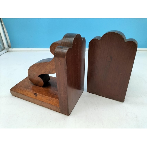 237 - Pair of Mahogany Bookends. 16cm High, 17cm x 10cm.