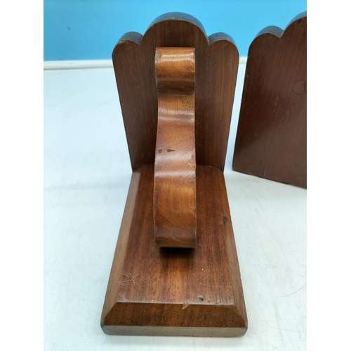 237 - Pair of Mahogany Bookends. 16cm High, 17cm x 10cm.