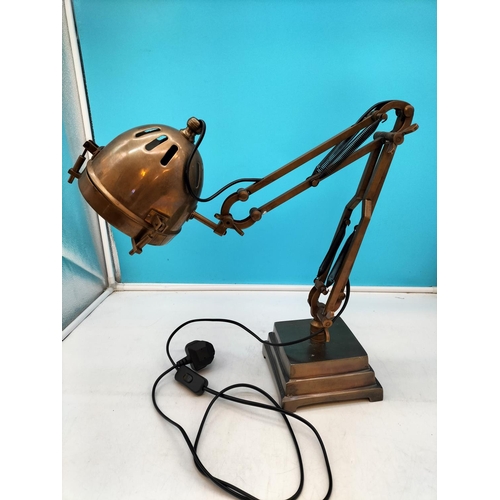 239 - Brass Industrial Anglepoise Lamp. 64cm High, 15cm x 15cm. Requires Bulb.