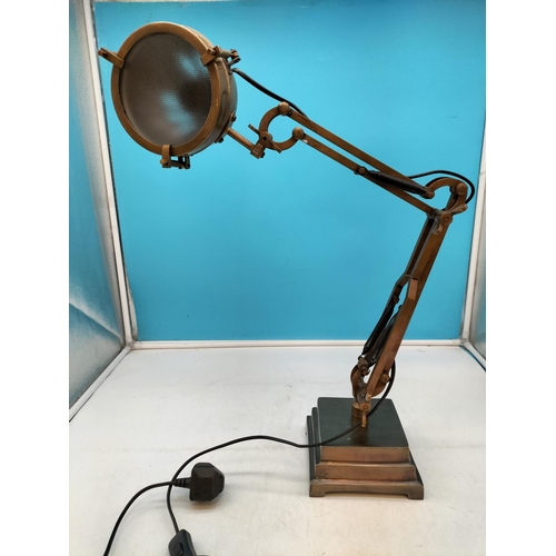 239 - Brass Industrial Anglepoise Lamp. 64cm High, 15cm x 15cm. Requires Bulb.