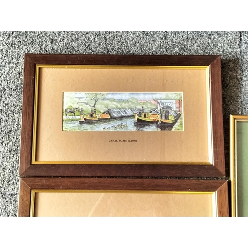 314 - Framed Cash's Woven Silk Pictures (3) - Haymaking, Canal Boats and Butterflies. Largest 34cm x 21cm.