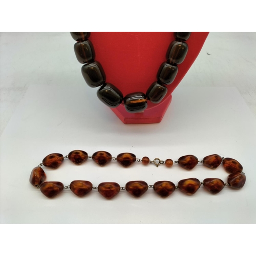 375 - Amber Style Necklaces (2). Longest 24