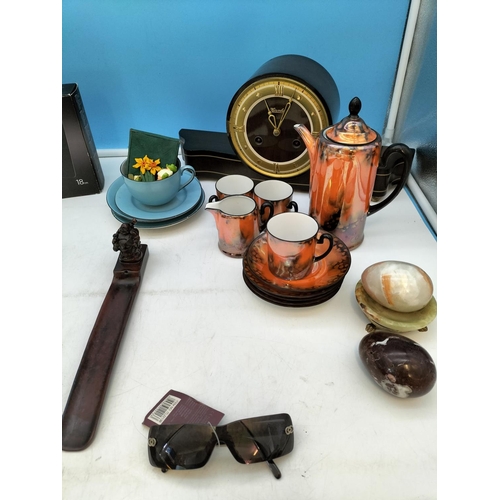 541 - Box of Mixed Items to include Clock, Part Coffee Set, Digital Picture Frame, Barometer, etc.