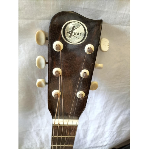 566 - Kay Model 260 Acoustic Guitar with Chord Guitar Case. Collection Only.