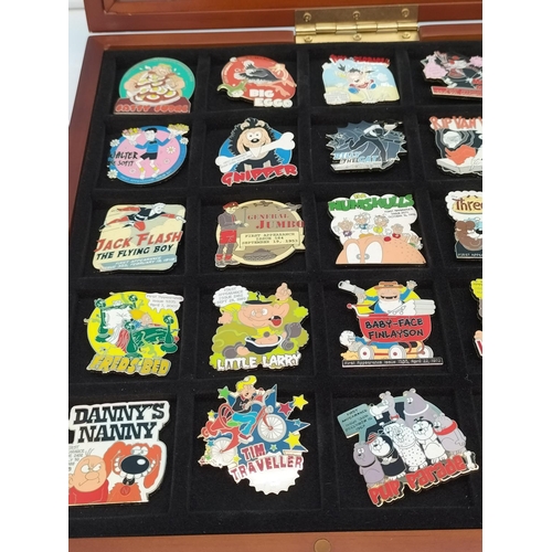 21 - Danbury Mint Collection of Beano Pin Badges in Presentation Case. 48cm x 26cm x 4cm.