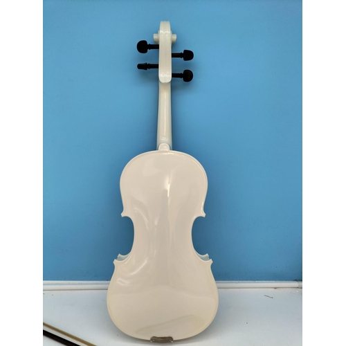 242 - Gear 4 Music White Violin in Case. 60cm Long. Collection Only.