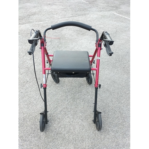 245 - Drive Devilbiss R8 Red Lightweight Aluminium Rollator with Seat. Seat Height 59cm.