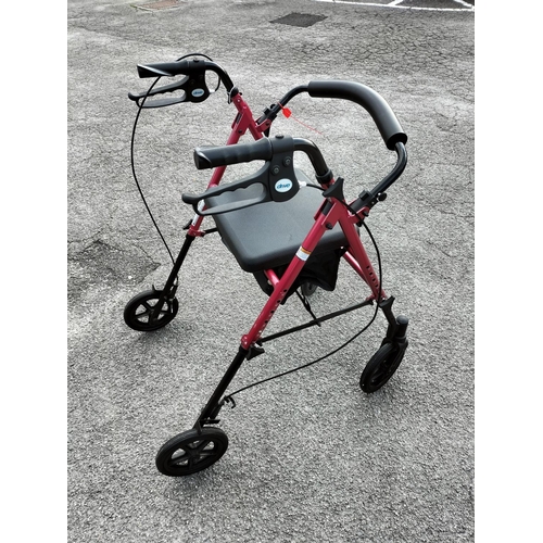 245 - Drive Devilbiss R8 Red Lightweight Aluminium Rollator with Seat. Seat Height 59cm.