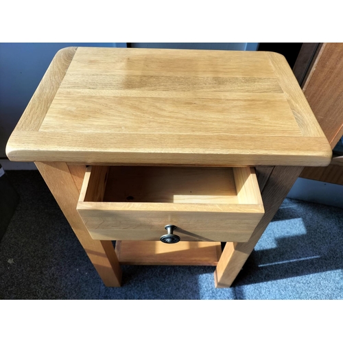 249 - Oak Side Table with Drawer. 75cm High, 50cm x 32cm. Collection Only.