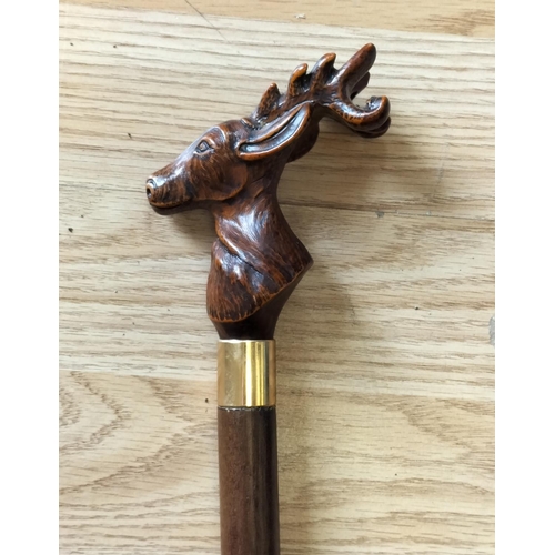 25 - Resin Stag's Head 97cm Walking Stick.