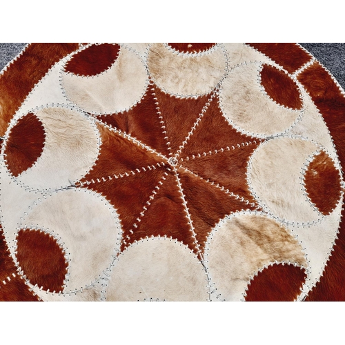 261 - Vintage Cow Hide Circular Rug. 150cm Diameter.