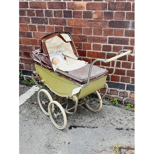 263 - Vintage 1950's Falcon Coach Built Dolls Pram. 95cm x 90cm x 38cm. Collection Only.