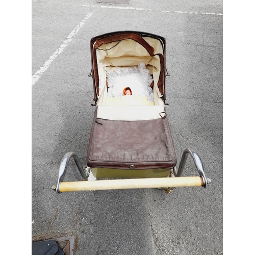 263 - Vintage 1950's Falcon Coach Built Dolls Pram. 95cm x 90cm x 38cm. Collection Only.