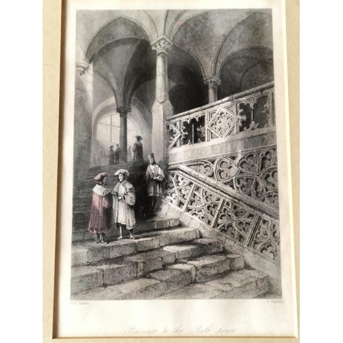 275 - Framed and Mounted Engravings (3) to include 'Staircase at Rath House' and 'Cathedral Interior' 33cm... 