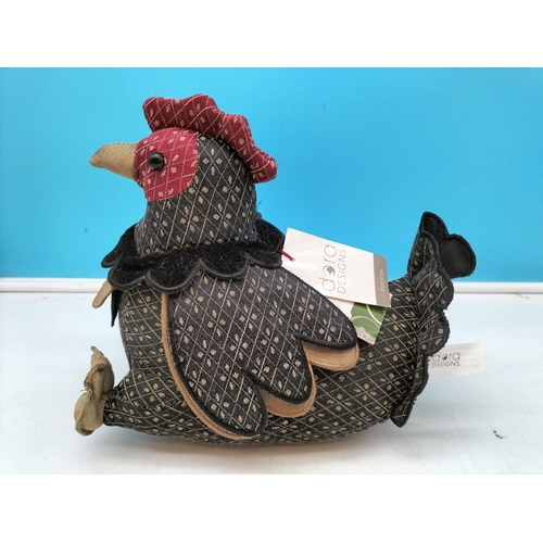 276 - Fabric Chicken Doorstop. 22cm High, 24cm x 14cm.