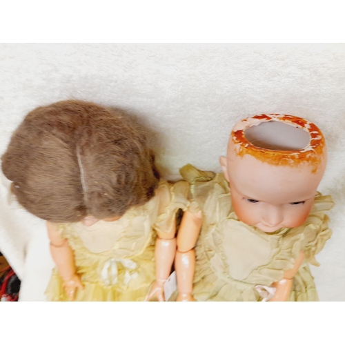 306 - Armand Marseille 390 A 6.5 M Porcelain Head Dolls (2) with Articulated Joints. Require Attention. 60... 