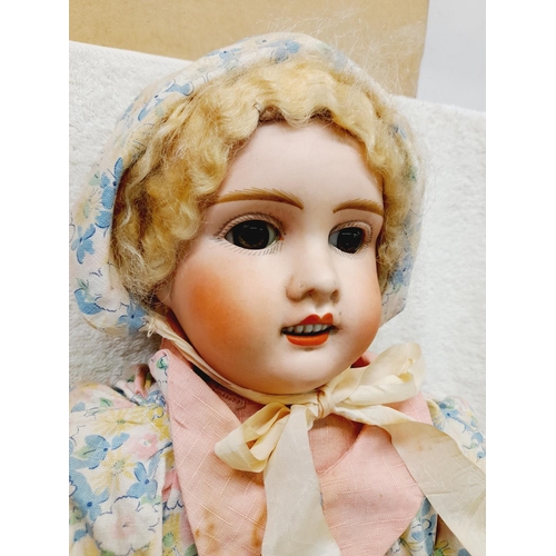 308 - 1920's Jules Verlingue Bisque Head Doll with Straw Body. 70cm Long.