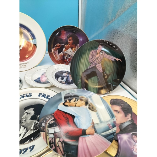 32 - Box Of Mixed Elvis memorabilia to include Royal Doulton Plates, Plaques, Clocks, etc.