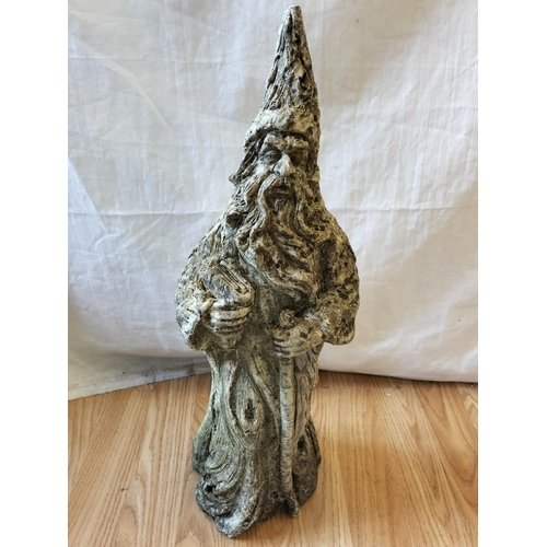 34 - Concrete Garden Statue of a Wizard. 53cm Tall. Collection Only.