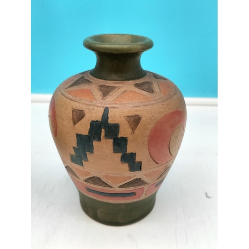 347 - Aztec Design Pottery Pieces (4). Tallest 20cm.